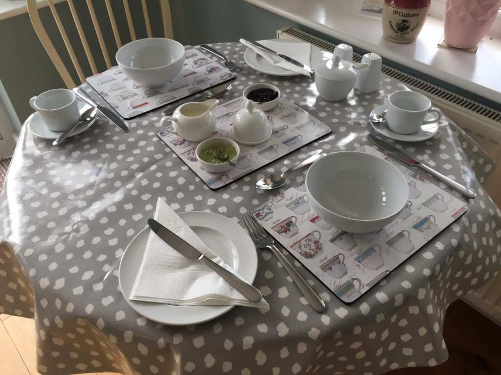 Table set for a mid-run meal